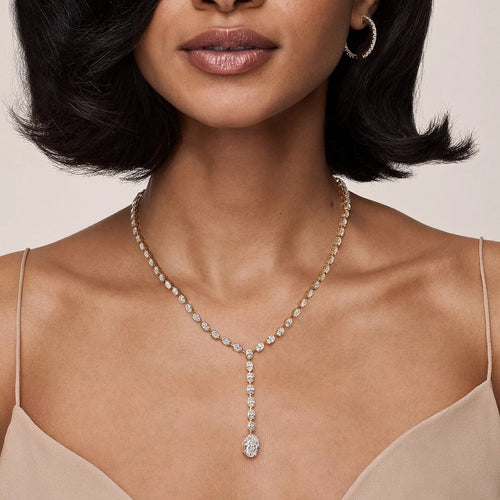 Oval Lab Grown Diamond Lariat Tennis Necklace