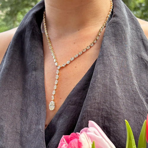 Pear Lab Grown Diamond Lariat Tennis Necklace