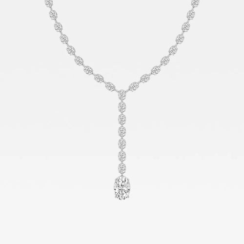 Oval Lab Grown Diamond Lariat Tennis Necklace