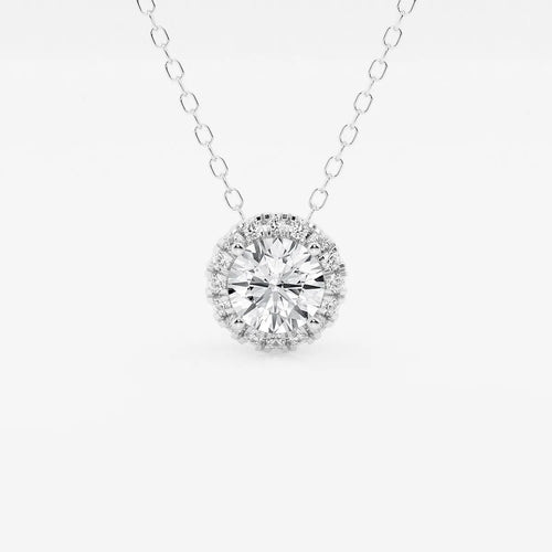 Round Lab Grown Diamond Halo Pendant with Adjustable Chain