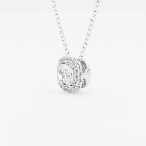 Cushion Lab Grown Diamond Halo Pendant with Adjustable Chain