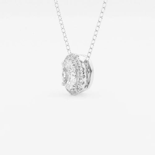 Oval Lab Grown Diamond Halo Pendant with Adjustable Chain