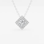 Princess Lab Grown Diamond Halo Pendant with Adjustable Chain