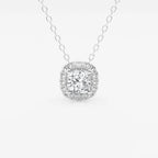 Cushion Lab Grown Diamond Halo Pendant with Adjustable Chain