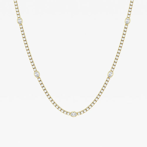Oval Lab Grown Diamond Station Tennis Necklace 14K Rose Gold