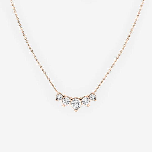 Round Lab Grown Diamond Five Stone Demi Eternity Necklace