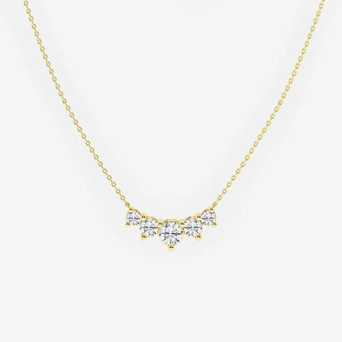 Round Lab Grown Diamond Five Stone Demi Eternity Necklace
