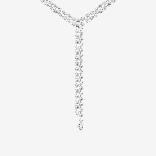 Round Lab Grown Diamond Double Row Lariat Necklace