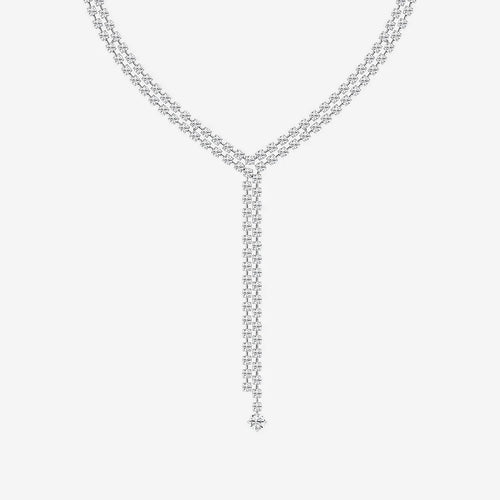 Round Lab Grown Diamond Double Row Lariat Necklace
