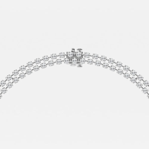 Round Lab Grown Diamond Double Row Lariat Necklace