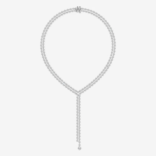 Round Lab Grown Diamond Double Row Lariat Necklace