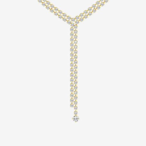 Round Lab Grown Diamond Double Row Lariat Necklace