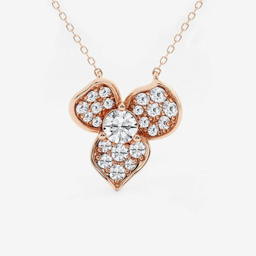 Round Lab Grown Diamond Pave Flower Pendant