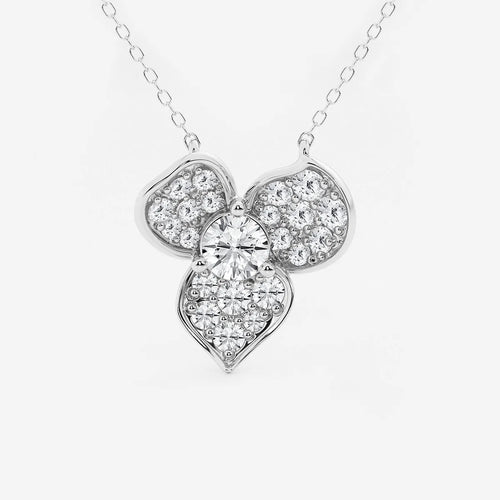 Round Lab Grown Diamond Pave Flower Pendant