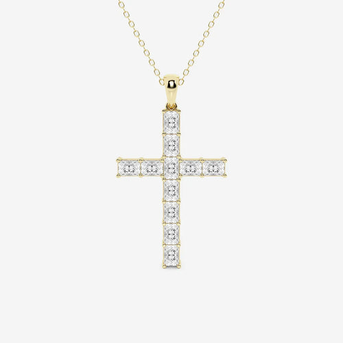 Radiant Lab Grown Diamond Cross Pendant