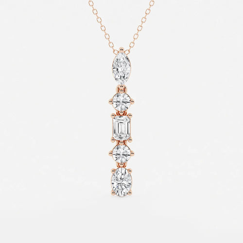 Multi-Shape Lab Grown Diamond Pendant with Adjustable Chain
