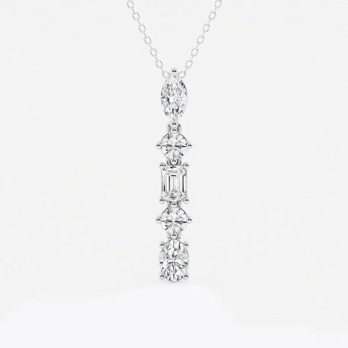 Multi-Shape Lab Grown Diamond Pendant with Adjustable Chain