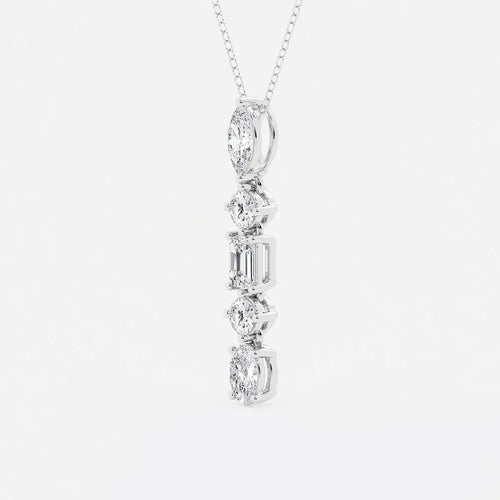 Multi-Shape Lab Grown Diamond Pendant with Adjustable Chain