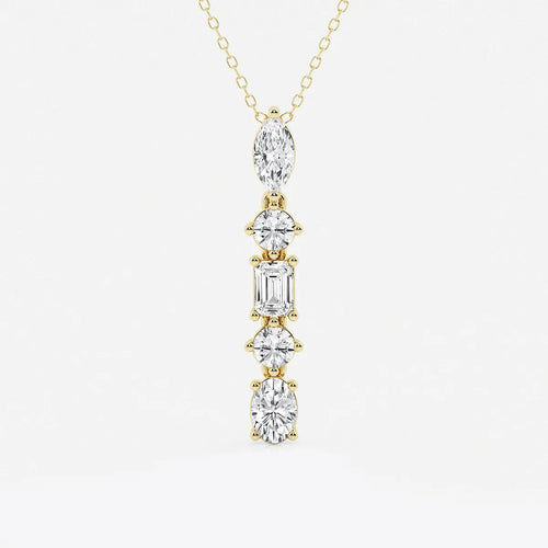 Multi-Shape Lab Grown Diamond Pendant with Adjustable Chain