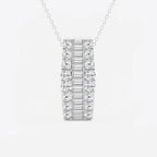 Baguette and Round Lab Grown Diamond Pendant with Adjustable Chain