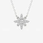 Round Lab Grown Diamond Snowflake Pendant with Adjustable Chain