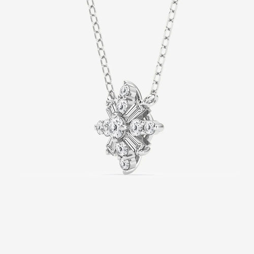 Round Lab Grown Diamond Snowflake Pendant with Adjustable Chain