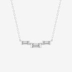 Baguette Lab Grown Diamond Three Station Pendant with Adjustable Chain