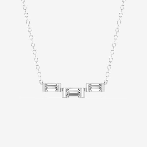 Baguette Lab Grown Diamond Three Station Pendant with Adjustable Chain