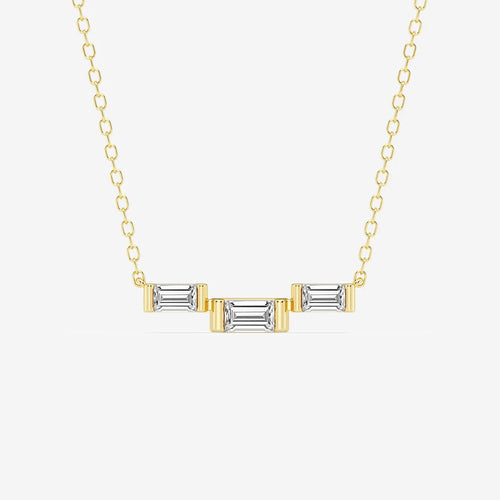 Baguette Lab Grown Diamond Three Station Pendant with Adjustable Chain