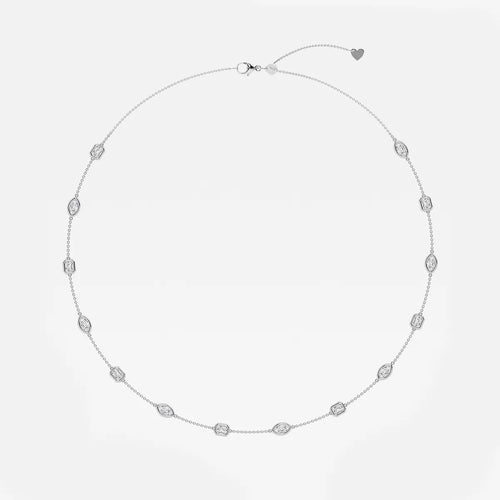 Marquise and Emerald Lab Grown Diamond Station Necklace