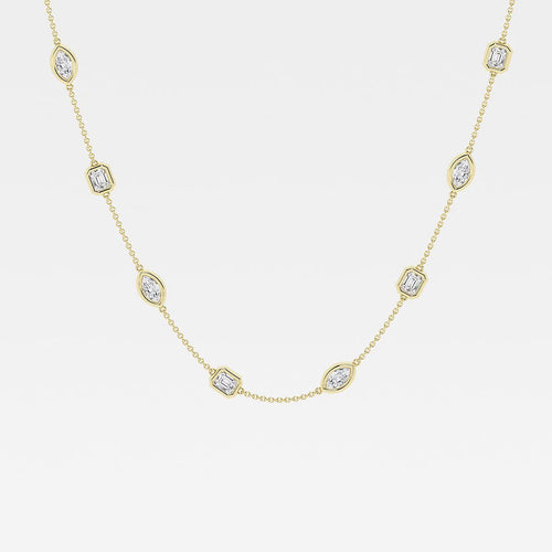 Marquise and Emerald Lab Grown Diamond Station Necklace