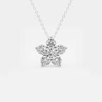 Round Lab Grown Diamond Flower Pendant with Adjustable Chain