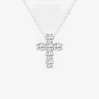 Round Lab Grown Diamond Petite Cross Pendant
