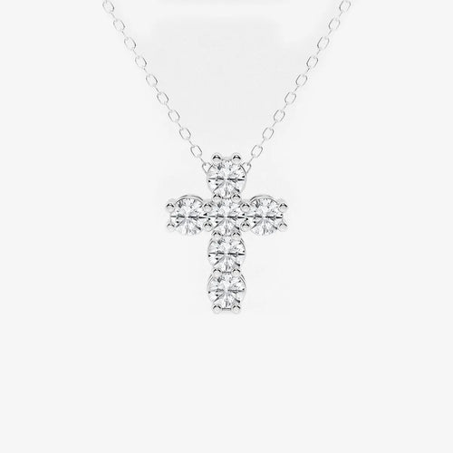 Round Lab Grown Diamond Petite Cross Pendant