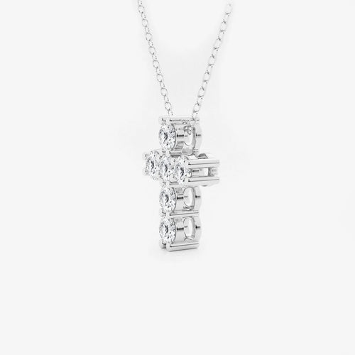 Round Lab Grown Diamond Petite Cross Pendant