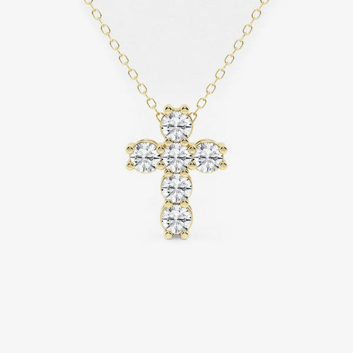 Round Lab Grown Diamond Petite Cross Pendant