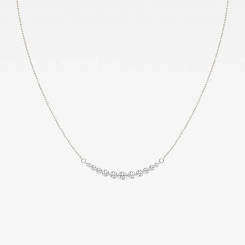 Round Lab Grown Diamond Curved Center Necklace