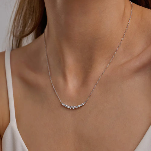 Round Lab Grown Diamond Curved Center Necklace