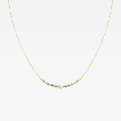 Round Lab Grown Diamond Curved Center Necklace