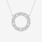 Emerald and Oval Lab Grown Diamond Circle Pendant