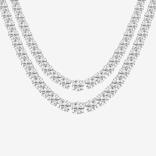 Round Lab Grown Diamond Double Row Tennis Necklace