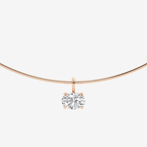 Oval Lab Grown Diamond Solitaire Pendant with Omega Chain