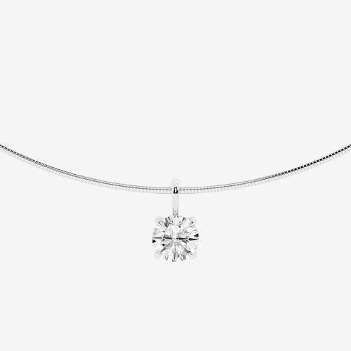 Round Lab Grown Diamond Solitaire Pendant with Omega Chain