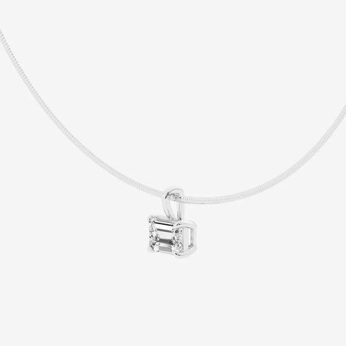 Emerald Lab Grown Diamond Solitaire Pendant with Omega Chain