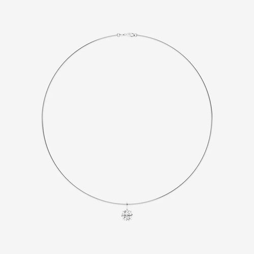 Round Lab Grown Diamond Solitaire Pendant with Omega Chain