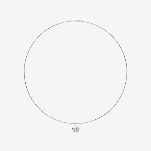 Oval Lab Grown Diamond Solitaire Pendant with Omega Chain