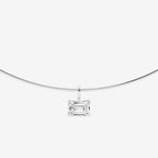 Emerald Lab Grown Diamond Solitaire Pendant with Omega Chain
