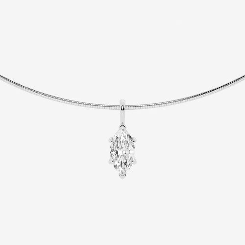 Marquise Lab Grown Diamond Solitaire Pendant with Omega Chain