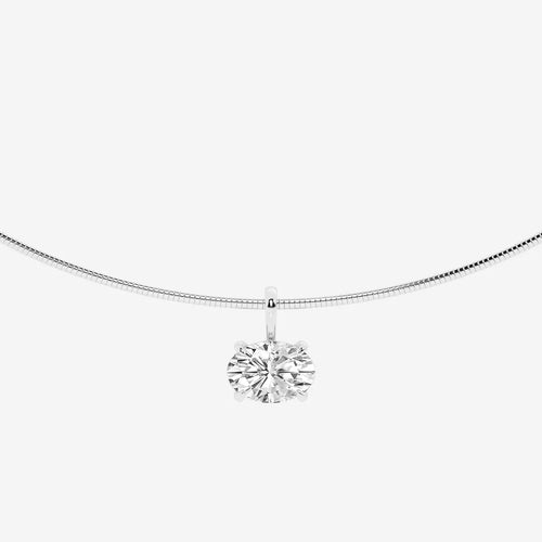 Oval Lab Grown Diamond Solitaire Pendant with Omega Chain
