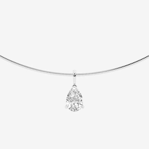 Pear Lab Grown Diamond Solitaire Pendant with Omega Chain